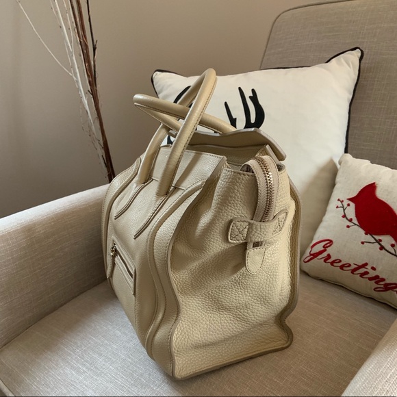 CELINE Mini Luggage Bag Cream Pebbled Leather 🎁 - Picture 3 of 8